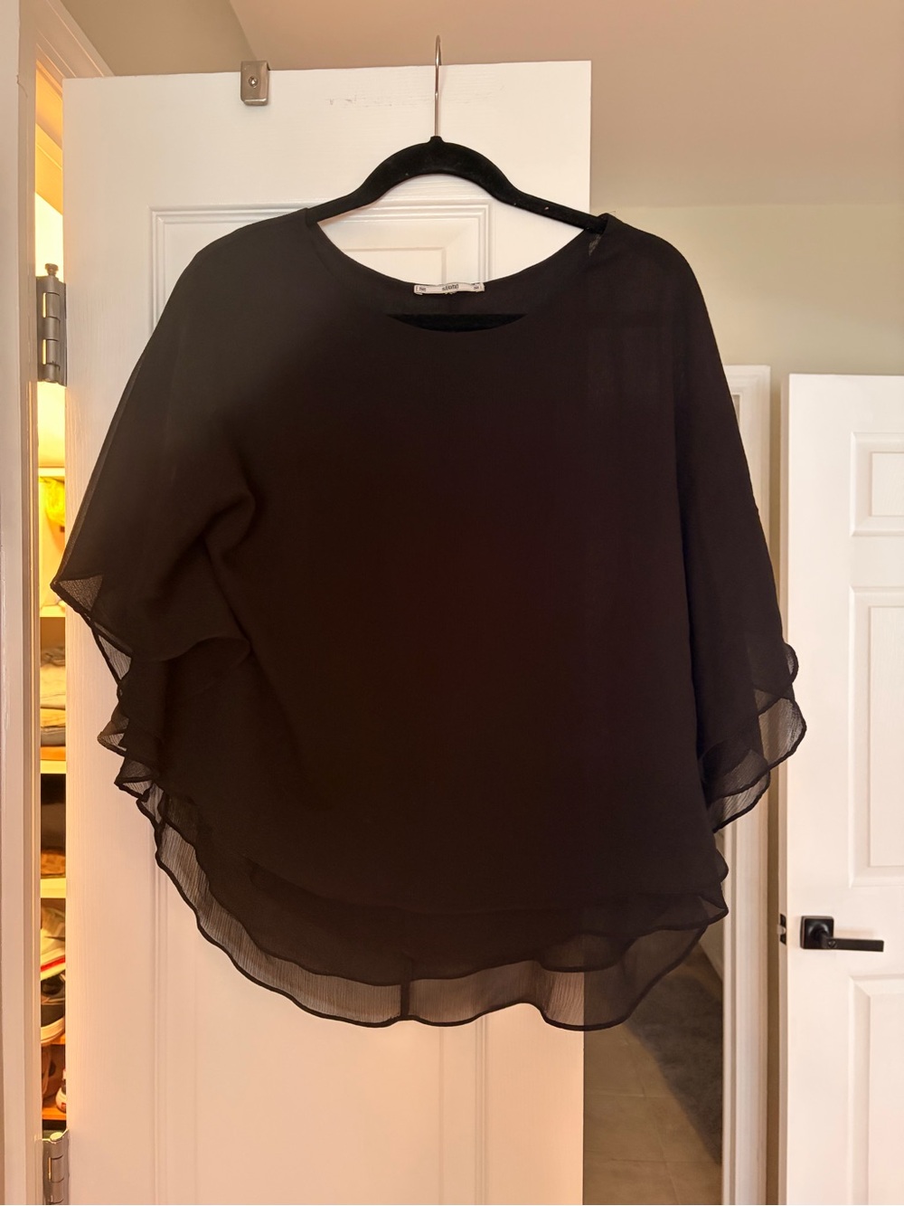 Sioni Black Layered Chiffon Blouse